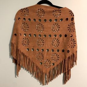 2 suede fringe coachella boho  wraps - brown / black